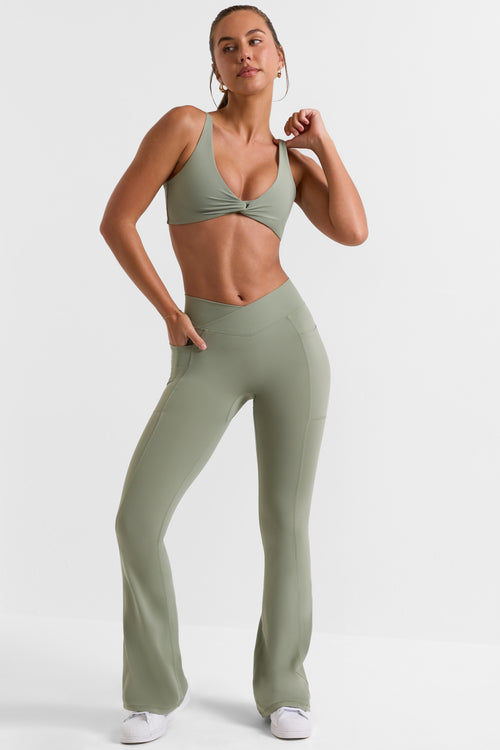 South Beach light support cutout rib bra with matching leggings in bright  green | ASOS